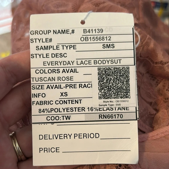 Free People Everyday Lace NWT women’s pink bodysuit size XS - Picture 9 of 11